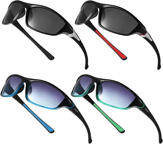 TOODOO 4 Pairs Men Polarized Sunglasses with UV Protection Driving Glasses Sports for Sport Outdoor Activities