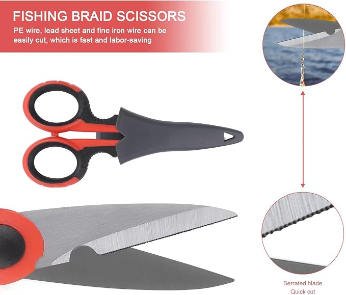 Fishing Tool Kit Fillet Knife Fishing 8pack Including Fishing Knife Fishing Scissors Fishing Pliers Saltwater Fish Measuring Ruler,Anti-Lost Lanyard Waterproof Storage BagTackle Accessory Kit