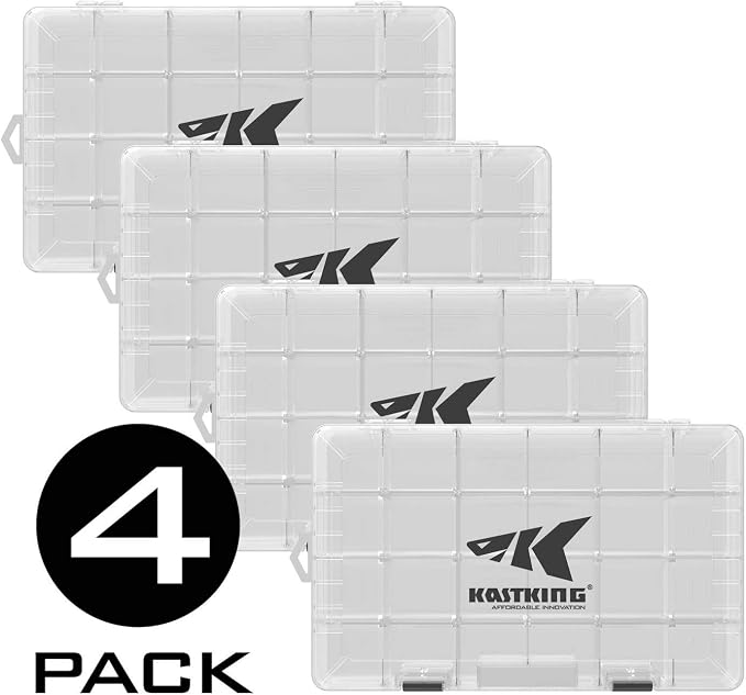 KastKing Tackle Boxes, Plastic Box, Plastic Storage Organizer Box with Removable Dividers - Fishing Tackle Storage - Box Organizer - 2 Packs /4 Packs Tackle Trays - Parts Box