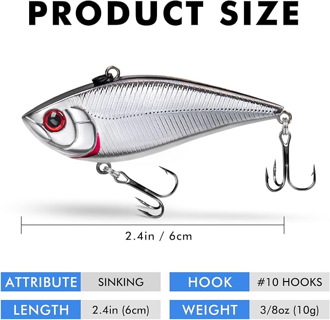 TRUSCEND Shallow or Deep Diving Crankbait with BKK Hooks, Wobble Fishing Lures for Bass Trout Crappie Walleye, Sinking Lipless Vibe Crank Bait for Bass Pike, Amazing Swimbait for Family Fishing