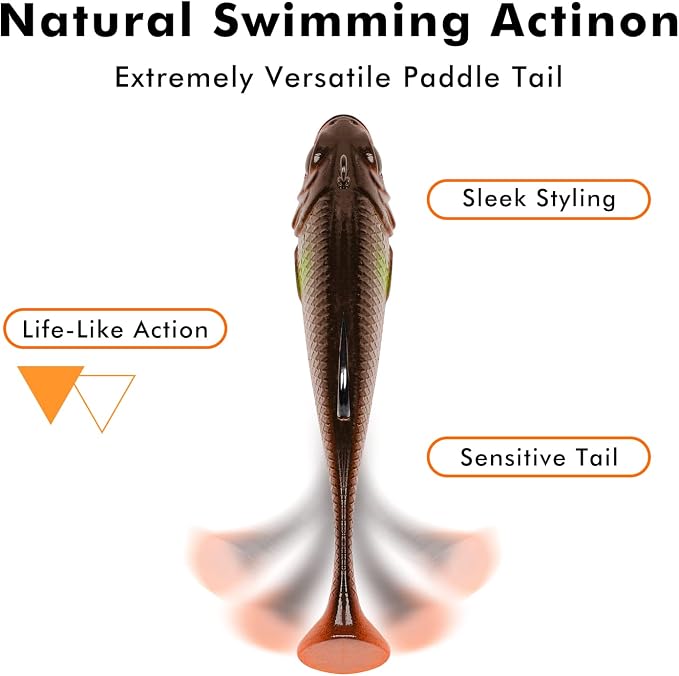 TRUSCEND Duramax Pre-Rigged Fishing Lures with BKK Jig Hooks, 10X Tear-Resistant TPE Soft Swimbaits for Bass Striper Trout Crappie Walleye Grouper, Lifelike Fishing Baits for Saltwater and Freshwater