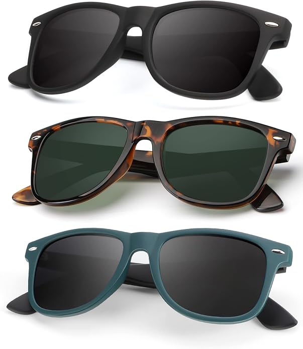 KALIYADI Polarized Sunglasses for Men and Women Matte Finish Sun glasses Color Mirror Lens UV Blocking (3 Pack)