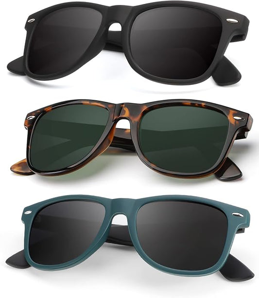 KALIYADI Polarized Sunglasses for Men and Women Matte Finish Sun glasses Color Mirror Lens UV Blocking (3 Pack)
