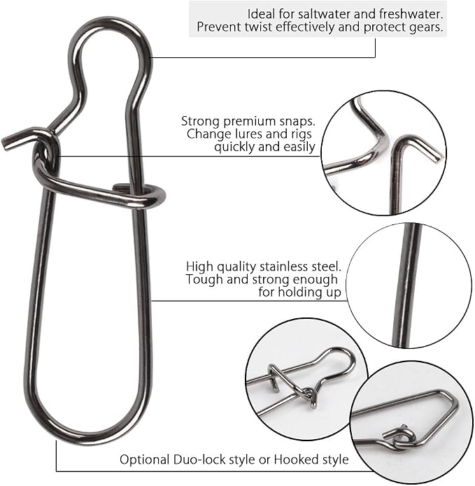 Dr.Fish Sinker Slides for Fishing, Sinker Weight Silder Line Slide Sleeve Swivel Duo Lock Snaps for Saltwater Surf Bottom Fishing Fish Fider Rig Catfish Rig