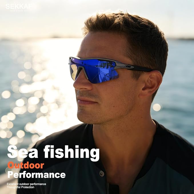 SEKKAF Polarized Sports Sunglasses for Men Women and Youth, UV400 Protection Ideal for Cycling Baseball Fishing Golf Running