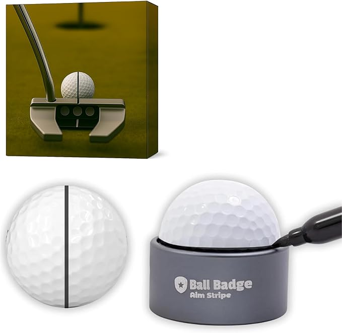 Ball Badge Aim Stripe - 360 Degree Golf Ball Line Marker Kit with Golf Bag Attachment for Perfect Alignment and Precision Putting