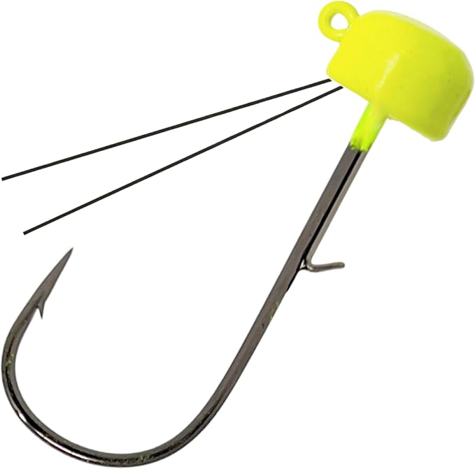 Reaction Tackle Tungsten Mushroom Head Jig Heads, Ned Rig Shroom Jigs for Finesse Bass Fishing, Stand Up Bait with Weedless and EWG Hook Options (5-Pack)
