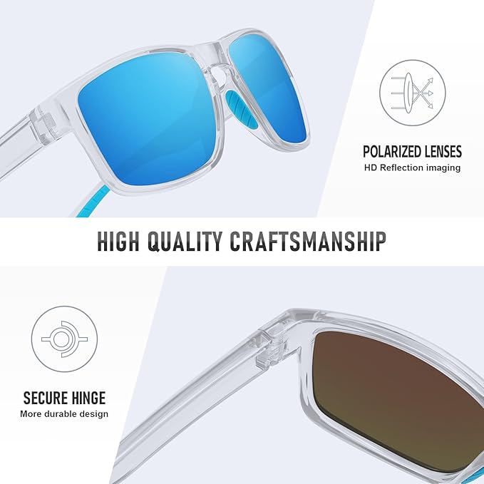 Sports Polarized Sunglasses for Men Women UV Protection Unbreakable Driving Running Fishing Hiking Sun Glasses