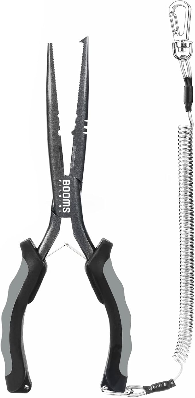Booms Fishing F03 Needle Nose Fishing Pliers, 9" Fisherman's Pliers, Long Nose Hook Remover, Saltwater Resistant Fishing Gear