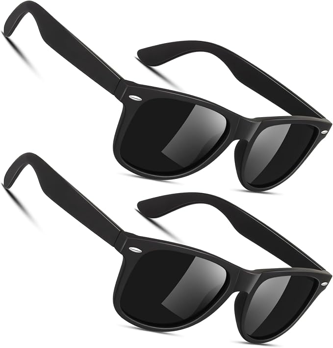 Sunier Polarized Sunglasses for Men and Women, Retro Square Matte Finish UV400 Protection Shades for Driving, Fishing
