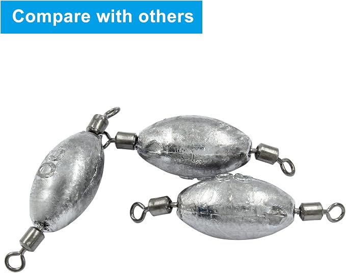 Uenhoy Fishing Weights Inline Trolling Fishing Sinker Tackle with Inner Swivels, Oval Drop Casting Fishing Weight Sinkers