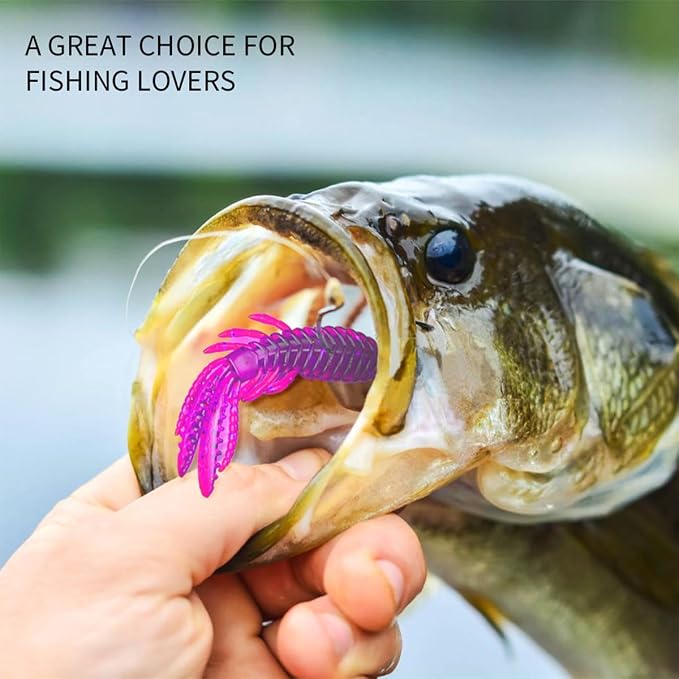 10 Pcs Soft Swimbait Lures, 6.4cm/2.5in Shrimp Shape Soft Plastic Fishing Lures Kit, Bass Fishing Lure Swim Baits with 5 Color, for Fishing Trout, Crappie, Bass, Redfish, Freshwater, Saltwater