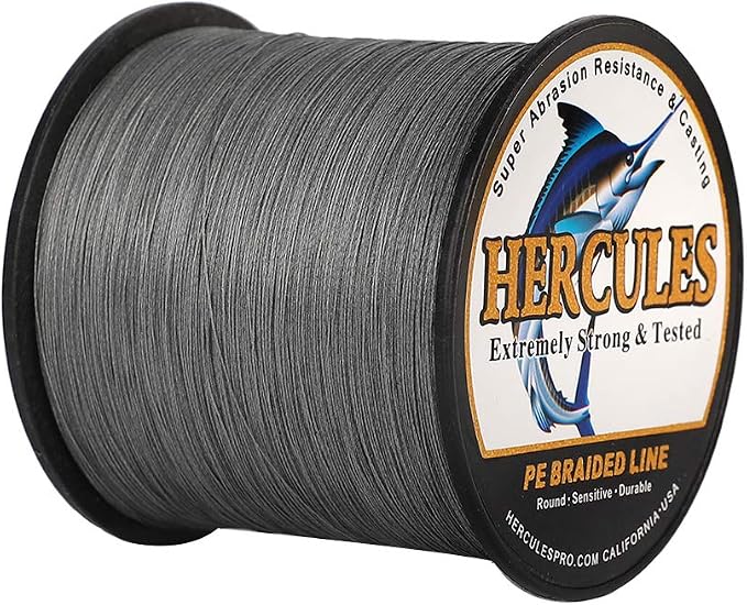 HERCULES Cost-Effective Super Strong 4 Strands Braided Fishing Line 6LB to 100LB Test for Salt-Water, 109/328 / 547/1094 Yards (100M / 300M / 500M / 1000M), Diam# 0.08MM - 0.55MM, Hi-Grade