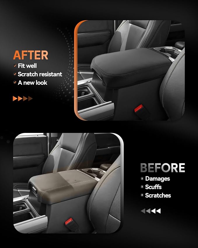 CDEFG for 2023-2025 2026 Ford F-250 F350 F450 F550 Super Duty Center Console Cover Armrest Box Cover for F250 (XL, XLT, Lariat, King Ranch, Platinum) Accessories Console Arm Rest Protector