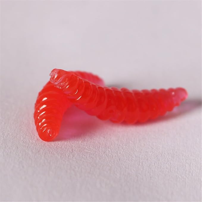50Pcs Soft Fishing Lures Earthworms Baits Maggot Smell Lures Silicone Artificial Baits Fishing Tackle Accessories Flexible Silicone Soft Freshwater