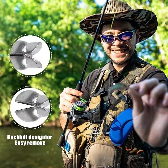 YOTO Removable Split Shot Fishing Weights Sinkers Kit, Reusable Duckbill Open Mouth Lead Sinker, Soft Fishing Sinkers & Weights for Freshwater Bass Trout