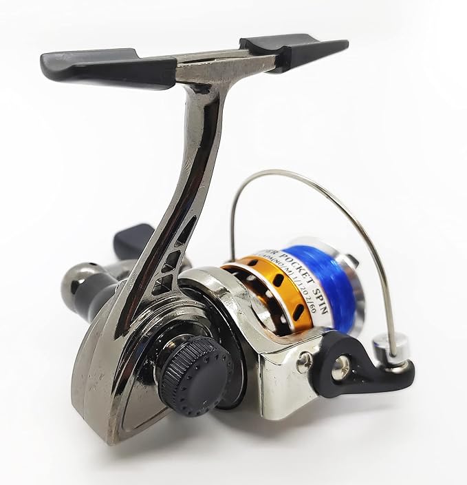Mini 100 Pocket Metal Fishing Spinning Wheel, All-Metal Small Compact Fishing Reel for Freshwater and All Season Fishing