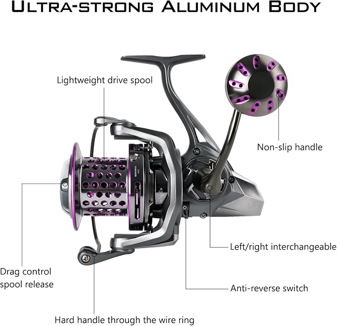 THKFISH Saltwater Spinning Reel 10000 Surf Fishing Reels Saltwater,13 +1 BB,45LB Max Drag,Ultra Smooth Heavy Duty Reel with CNC Aluminum Spool Reels for Long Cast