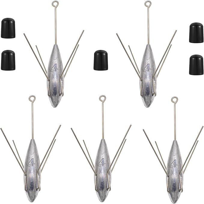 5 Pcs Sputnik Sinker Fishing Weights Lead Surfing Casting Spider Sinkers Long Tail Fishing Equipment for Catfish Saltwater Beach Sand Ocean