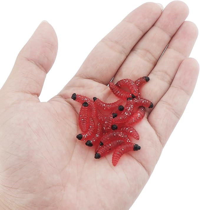 250pcs Soft Plastic Fishing Lures Worms Lure, Plastic Fishing Worms Fake Maggots Fake Worms Baits, Worm Bread Soft Maggots Artificial Earthworm