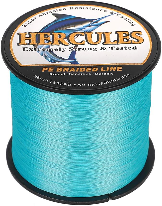 HERCULES Cost-Effective Super Strong 4 Strands Braided Fishing Line 6LB to 100LB Test for Salt-Water, 109/328 / 547/1094 Yards (100M / 300M / 500M / 1000M), Diam# 0.08MM - 0.55MM, Hi-Grade