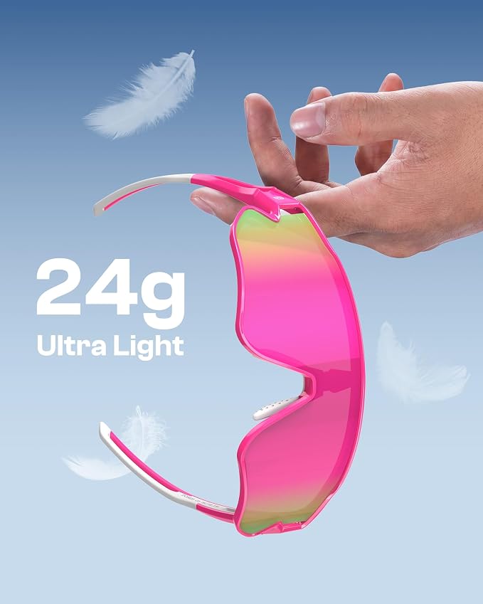 DUCO Polarized Sports Sunglasses for Men Women: UV400 Protection 24g Wrap Around Glasses for Baseball Running Hiking DC0023