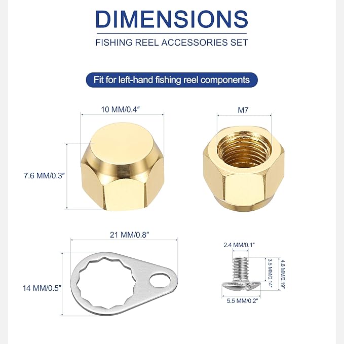 Fishing Reel Screw Nut Caps, Right Handle Knob Locking Plate Nut Replacement Parts