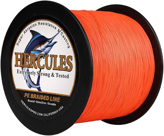 HERCULES Cost-Effective Super Cast 8 Strands Braided Fishing Line 10LB to 300LB Test for Salt-Water,109/328/547/1094 Yards(100M/300M/500M/1000M),Diam.#0.12MM-1.2MM,Hi-Grade Performance,Variety Colors