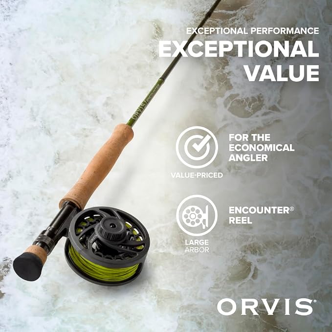 Orvis Encounter Fly Rod Outfit - 4Pc Fishing Rod and Reel Combo with Smooth Performance, Complete with Reel, Line, Backing, & Leader for Young Anglers
