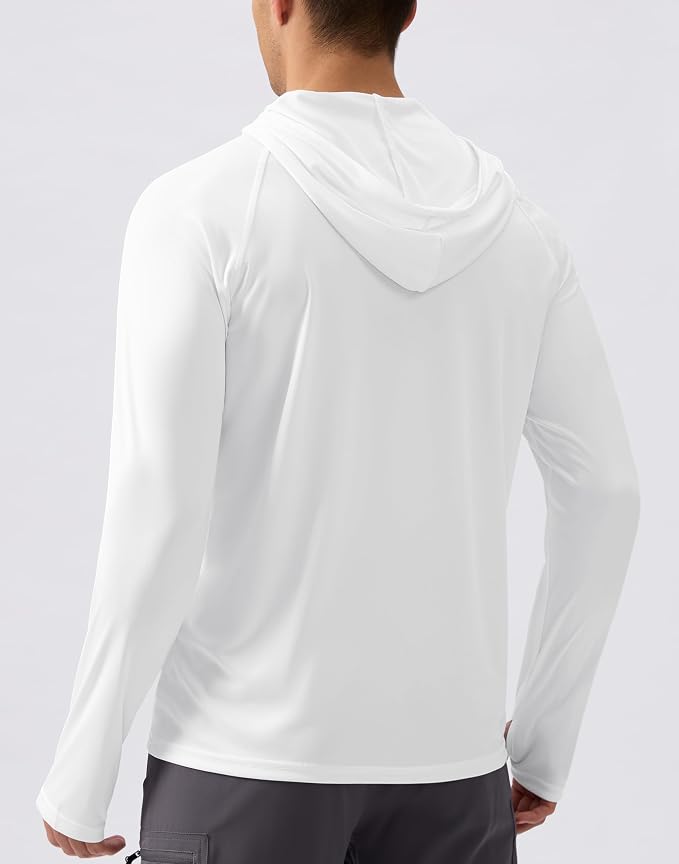 Pudolla Men's Sun Protection Hoodie Shirts UPF 50+ Rash Guard SPF Long Sleeve Fishing Shirt for Men Swim Hiking Boating