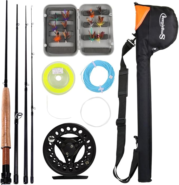 Sougayilang Saltwater Freshwater Fly Fishing Rod with Reel Combo Kit