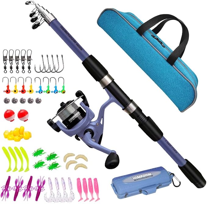 Kids Fishing Pole Set, Portable Telescopic Fishing Rod and Reel Combo for for Boys Girls Youth Toddle Fishing Pole 【Ambidextrous】