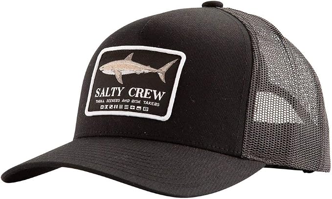 Salty Crew Shark Logo Retro Trucker Hat - Unisex Adjustable Baseball Hat for Adults - Premium Cotton
