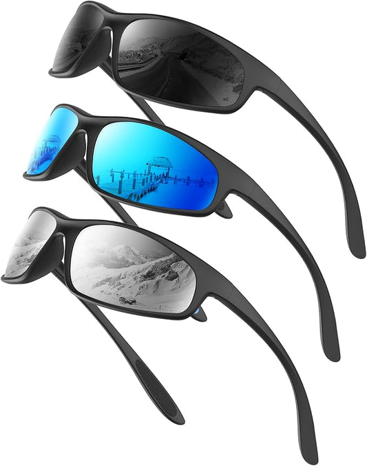 KALIYADI Mens-Sunglasses Polarized Sunglasses-Men Sports: Sport Sun Glasses for Running Cycling Fishing with UV Protection