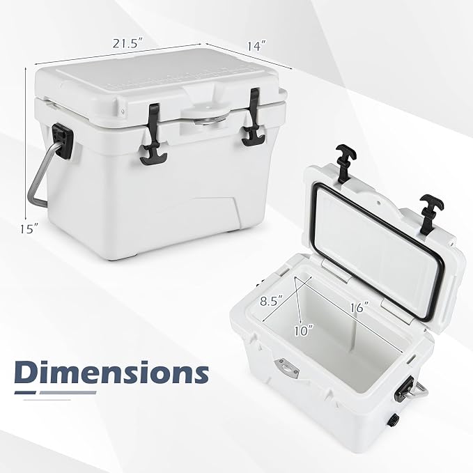 Goplus Hard Cooler, Insulated Ice Chest w/Portable Handles, Cup Holders, Ruler, Bottle Opener, 6 Day Ice Retention for Drink, Beverage, Camping, Fishing, Beach
