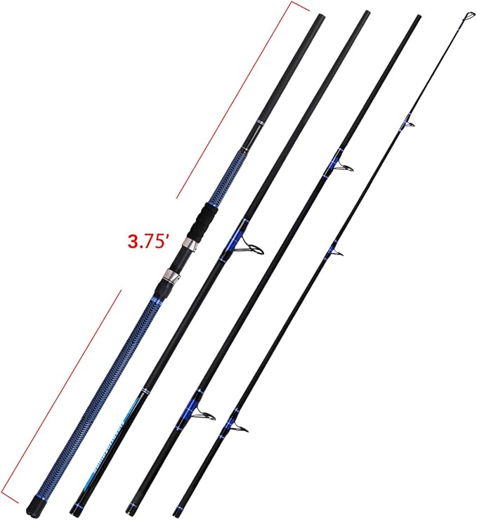 Fiblink Surf Fishing Rod Carbon Surf Spinning Rod Portable Travel Saltwater Beach Blue Surf Rod with SuperPolymer Handle 8'6"/9'/10'/12'/15'