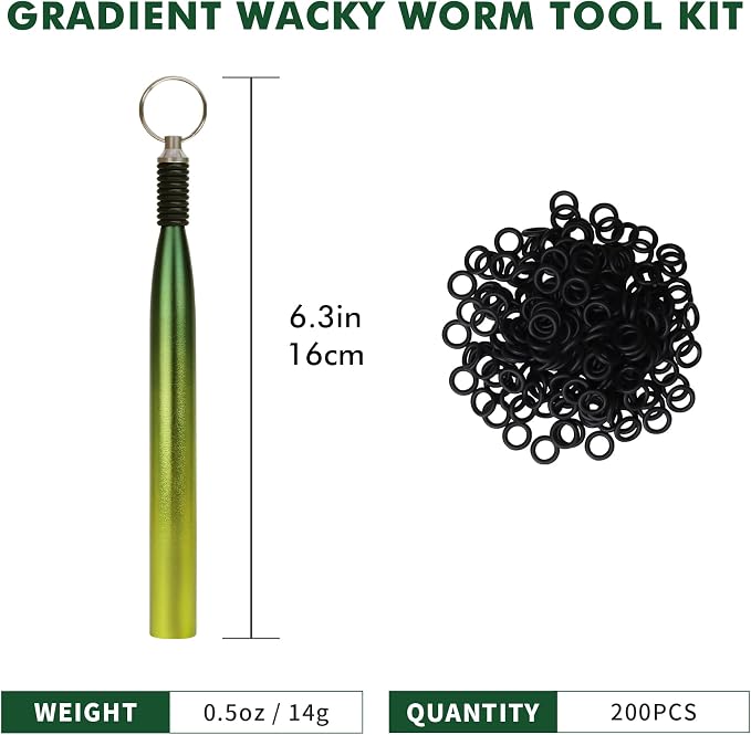 TRUSCEND Gradient Fishing Wacky Rig Tool with Silicone O Rings 210Pcs for 3"-4" and 5"-7" Fishing Worm Lures, Ultra-Smooth Downriggers Tube for Easy Installation and Great Protection of Stick Bait N1
