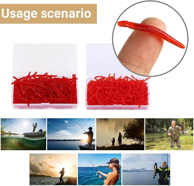 200pcs Soft Artificial Lure Earthworm Baits Fishing Lure Earthworm Bloodworm Baits Fishing Accessory