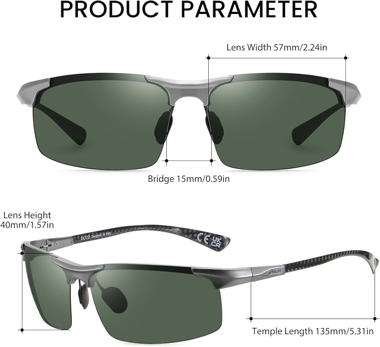 DUCO Polarized Sunglasses Mens Ultralight Carbon Fiber Sun Glasses for Men Driving Sports Fishing UV400 Protection DC8277