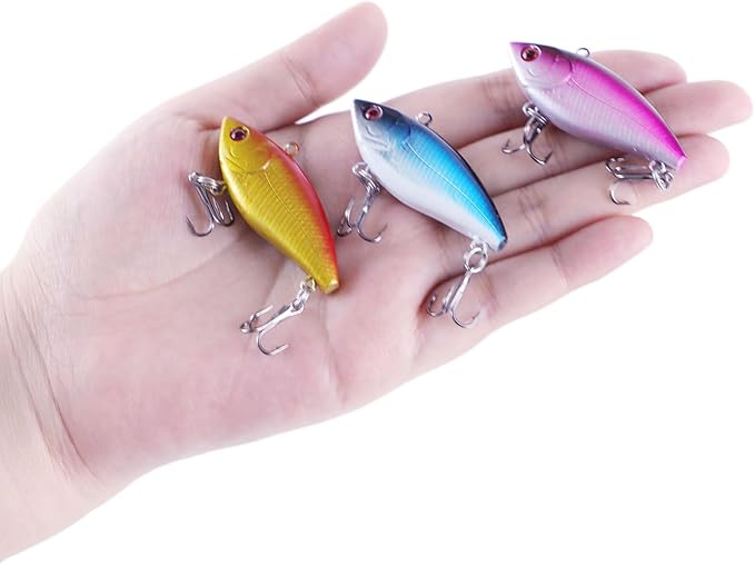 10Pcs Fishing Lures VIB Hard Baits Lipless Crankbaits Sinking Lures for Bass Trout Perch Salmon 2in/0.16oz