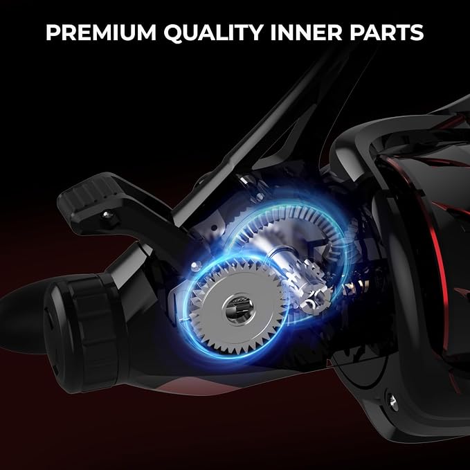 KastKing Sharky Baitfeeder III Spinning Reel 10+1 Shielded Stainless Steel BB - Carbon Fiber Drag for Live Liner Bait Fishing Action