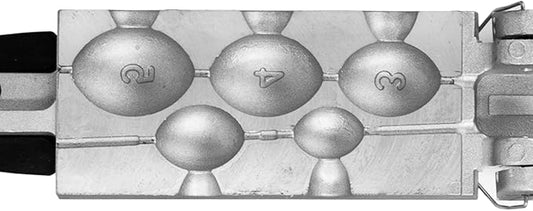 Egg Sinker Mold Fishing Weight Molds with 5 Mold Cavities,1oz, 2oz, 3oz, 4oz, 5oz, Lead Sinker Molds with 2 Pull Pin
