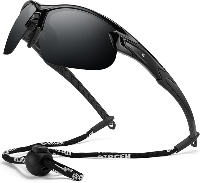 BIRCEN Mens Polarized Sunglasses for Sports: TR90 Lightweight Sun Glasses Wrap Around Shades for Fishing Driving Cycling