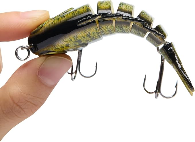 BASSDASH SwimPanfish Multi Jointed Panfish Bluegill Swimbaits Hard Topwater Bass Lures Fishing Lure Crank Saltwater 3.5in/0.85oz