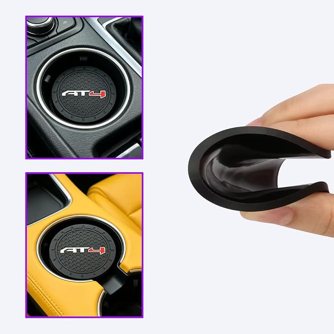 2 Pack GMC AT4 Car Cup Holder, Non-Slip Cup Coasters for Fashion car Interior Accessories,Decorative Car Cup Mat, Diameter 2.75 Inch