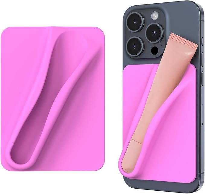 DOB SECHS Silicone Lip Holder for Cell Phone Lipstick Lip Glaze Phone Case Adhesive Back Stick On Holder for iPhone and Android Smartphone, Rose Red
