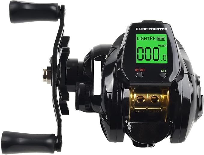 Digital Baitcasting Fishing Reel 7.2:1 Gear Ratio with Bite Alarm and Line Counter Depth Positioning, 10+1 BB Aluminum Spool for Saltwater Freshwater, Left or Right Hand Retrieve