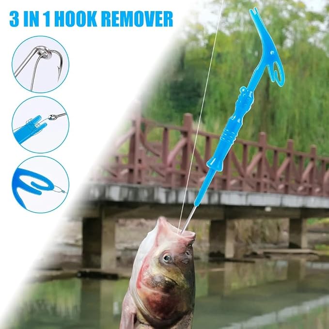 6 Pack Fish Hook Remover Tool 3in1 Fishing Hook Quick Removal Device Knot Tyer Fishing Knot Tying Tool Tying Fishing Line to Hooks Portable Fast Fishing Tie Hook