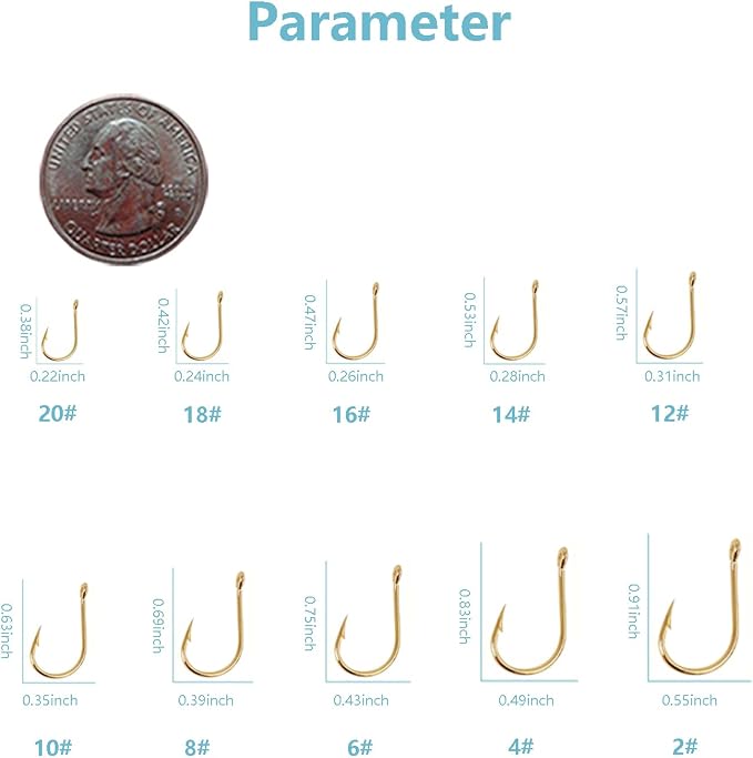 Dyxssm Small Fishing Hooks for Freshwater, 1000pcs 600pcs 400pcs Trout Fish Hook Set, 10 Sizes #2-#20