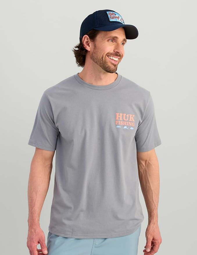 HUK Mens Performance Fishing Logo Tee, Short Sleeve T-Shirt for Men